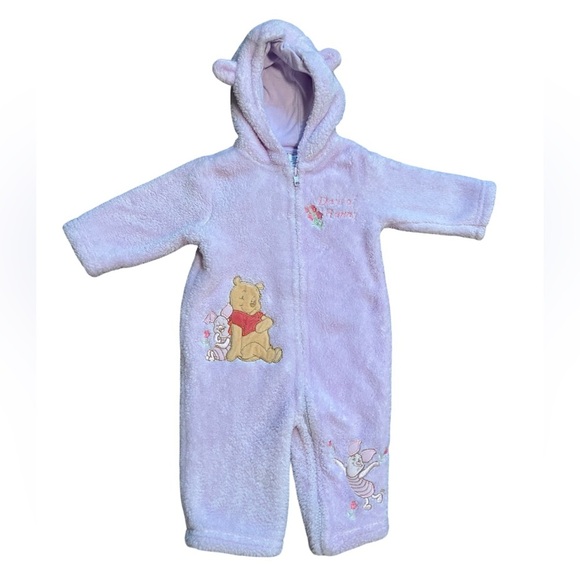 VINTAGE DISNEY BABY WINNIE THE POOH EMBROIDERED BUNTING SUIT ONSIE - Picture 1 of 6